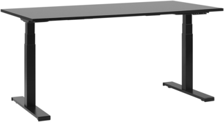 Schreibtisch elektrisch höhenverstellbar, rechtseitig, Spanplatte Schwarz, 63-126 x 160 x 72 cm
