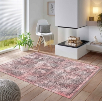 SIMPEX24 Teppich Vintage Design, Rechteckig, Höhe: 6 mm, Kurzflor Dünner Teppich Vintage Design Teppich Wohnzimmer