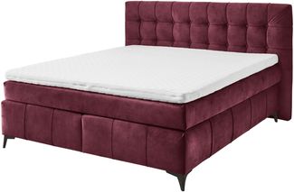Boxspringbett >Oregon< Liegefläche 180x200 cm, H3/H4, in rot - 200 x 121 x 210 cm (BxHxT)
