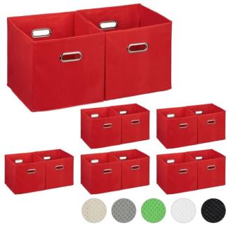 12 x Aufbewahrungsbox Stoff rot