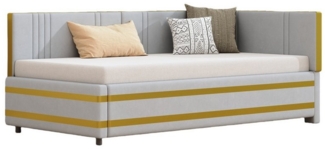 HAUSS SPOLE Schlafsofa 90x200 Sofabett Multifunktionsbett mit Lattenrost Samtstoff Hellgrau, Polsterbett,Multifunktionsbett mit Lattenrost, ohne Matratze