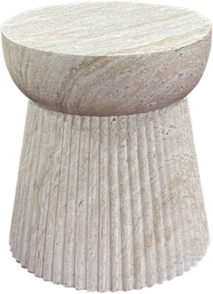 House Nordic Beistelltisch, Fiberclay mit geriffelter Struktur, natur, ø37x43 cm