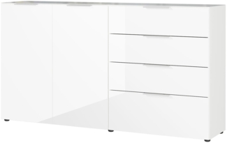 Sideboard Owingen / Oakland , Glas, Holzwerkstoff , Weiß , 184 x 102 x 42 cm