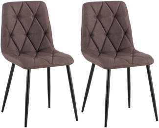 CLP 2er Set Esszimmerstuhl Clairton gepolstert mit Rückenlehne bis 150 kg belastbar,braun Stoff