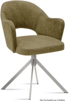 Armlehnstuhl (4er-Set) Dorris 59x87x61 Edelstahl/Olivgrün