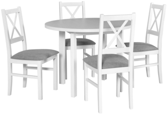 Essgruppe Nilo 10 Tischgruppe weiß feiner Strukturstoff grau 5-teilig