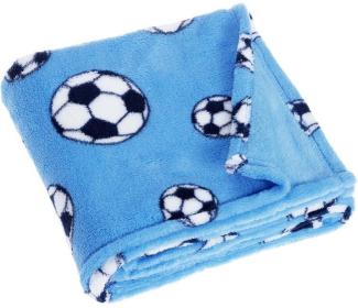 Playshoes Fleece-Decke Fußball blau Gr. 75x100cm