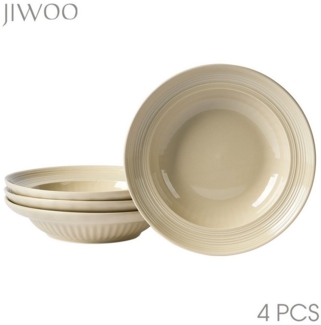 JIWOO Suppenteller 4er,Ø22cm,Frühstücksteller,Salatteller,Vorspeisenteller,Pastateller, (4 St), Keramik,Mikrowellen-und spülmaschinenfest,Stapelbares,Luxus,Ø22cm