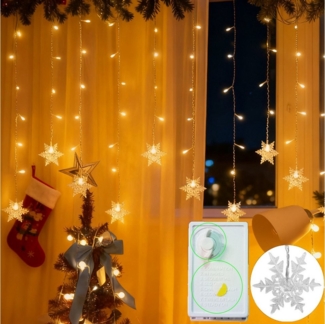 MUPOO LED-Lichtervorhang LED Lichterkette lichtervorhang Innen, Weihnachtsbeleuchtung, 8 Modi LED lichterketten vorhang