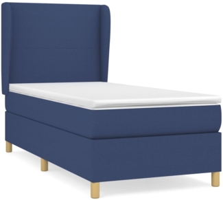 vidaXL Boxspringbett mit Matratze Blau 100x200 cm Stoff 3128347