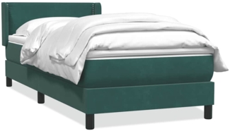 vidaXL Boxspringbett mit Matratze Dunkelgrün 100x210 cm Samt 3318024