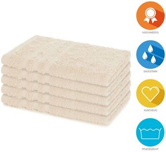 Lavea Gästehandtuch Elena, 30x50cm aus 100% Baumwolle, fusselfreies, pflegeleichtes hautfreundliches Gästehandtuch-Set (Set, 5-St), einzigartig weiche Frottee Gästehandtücher für jeden Hauttyp
