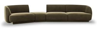 Micadoni Modulares Sofa Miley 4-Sitzer Links Samtstoff Grün