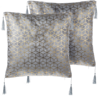 Kissen 2er Set Geometrisches Muster CAMELLIA 45 x 45 cm Grau