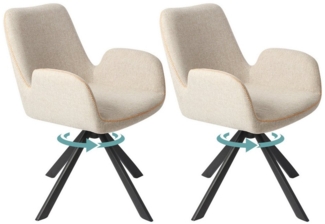 HOMAVO Esszimmerstuhl YZ7 Set 2 Stück mit Armlehnen in Drehbar Vintage-Look (2er Set), 360° drehbar, vielseitig einsetzbar