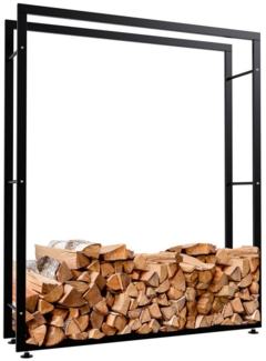 TPFLiving Kaminholzregal Brasa, BxTxH:125x25x150 cm, (Robuste Konstruktion aus pulverbeschichtetem Eisen, 3 Querstreben pro Seite für Sicherheit und Stabilität), Ideal für Wohnräume, Wintergarten oder Kaminzimmer