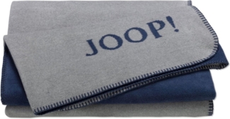 JOOP! 'Uni-Doubleface' Wohndecke, Baumwollmischgewebe, silber / navy, 150 x 200 cm