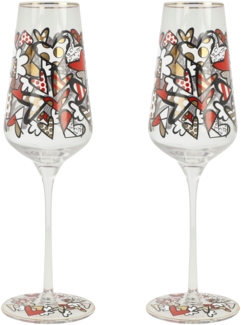 Goebel / Britto- All We Need Is Love,Sektglas,7,5 x 7,5 x 23,5 cm / Glas / 7,5 x 7,5 x 23,5 cm