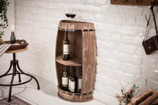 riess-ambiente Weinregal BODEGA 79cm natur, Einzelartikel 1-tlg, Holz · Flaschenregal · Shabby Chic · Weinfass · Pinie