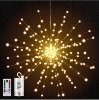 Qualra LED-Lichterkette 200LEDs Feuerwerk Lichterkette Batterie 8 Modi Hängend Fernbedienung, Draußen Weihnachtsdekoration