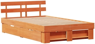 vidaXL Bettgestell mit Kopfteil Braun 140 x 190 cm Massivholz Kiefer 3382282