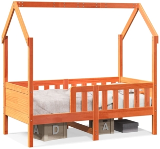 vidaXL Kinderbett Hausbett Wachsbraun 70x140 cm Kiefer 850715