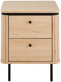 Calicosy 'MALAGA' Nachttisch mit 2 Schubladen, helles Holz, H55 cm - Helles Holz