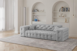 Sofa Designersofa CHANTAL 3-Sitzer in Stoff Moly Hellgrau