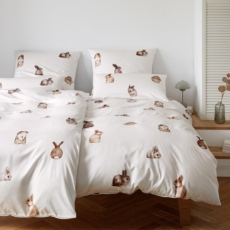 elegante Seiden Satin Bettwäsche Bunnies leinen|155x220 cm + 40x80 cm