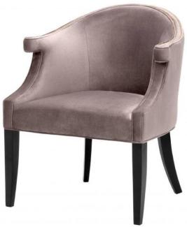 Casa Padrino Luxus Salon Samt Sessel Taupe / Schwarz 70 x 70 x H. 83 cm - Hotel Möbel