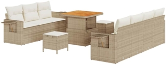 vidaXL Garten-Sofa-Set mit Kissen mit Speicher 10 pcs Beige und Creme 3363656