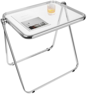 JEOBEST Klapptisch Kleiner Tabletttisch, klapptisch Snack Tisch, Beistelltisch, aus Transparentes Acryl & Metall, für kleine Räume