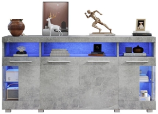 MODFU Sideboard im industriellen Stil (Beistelltisch Kommode, Anrichte, 1 St, 9 Fächern), mit LED Licht