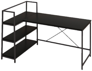 COSTWAY Schreibtisch, L-förmig, mit Regalen, Metallgestell, 148 x 100 x 90 cm