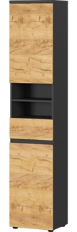 Hochschrank vito Mayor , Holzwerkstoff , Schwarz, Holzfarben , 39 x 190 x 34 cm
