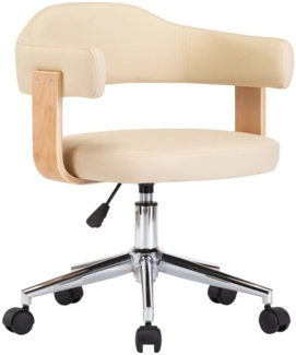 vidaXL Drehbarer Bürostuhl Creme Bugholz und Kunstleder [3054838]