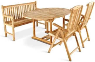 Gartenmöbel Set 4tlg mit Bank Teak Gartentisch ausziehbar 120-170 cm BORNEO/ARUBA 46017879