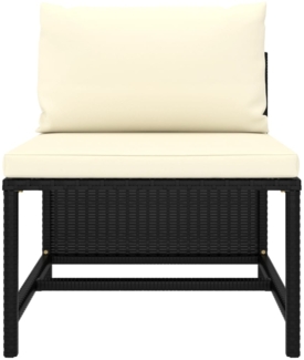 vidaXL Modular-Mittelsofa mit Kissen Schwarz Poly Rattan 313508
