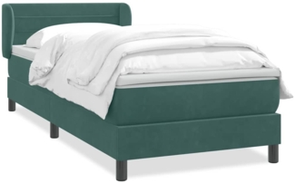 vidaXL Boxspringbett mit Matratze Dunkelgrün 90x220 cm Samt 3317640