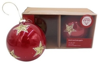 Glas-Weihnachtsbaumkugeln 2er-Set Christbaumkugeln Weihnachtsschmuck Deko 9cm