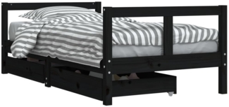vidaXL Kinderbett mit Schubladen Schwarz 80x160 cm Massivholz Kiefer 834416