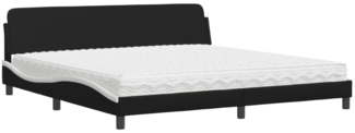 vidaXL Bett mit Matratze "Dover" Schwarz und Weiß 200x200 cm Kunstleder 3208482