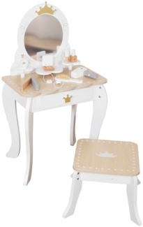 Moni Kinder Schminktisch Holz W08H206 Zubehör Spiegel Bürste Föhn Haargummis weiß
