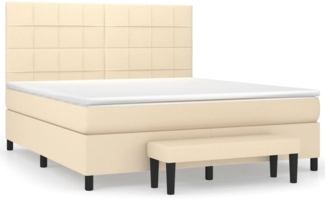 vidaXL Boxspringbett mit Matratze Creme 180x200 cm Stoff 3136618