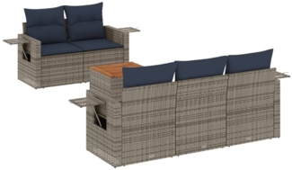 vidaXL 6-teiliges Gartensofa-Set mit Kissen, grau, Polyrattan 3224451