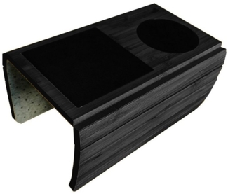 TWSOUL Tablett Rutschfeste Sofa-Armlehnenablage aus Bambus (schwarz), Mit Anti-Rutsch-Matte