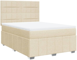 vidaXL Boxspringbett mit Matratze Creme 160x200 cm Stoff 3291724