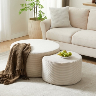 REDOM Couchtisch Kaffeetisch-Set (2-teiliges gepolstertes aus Schaumstoff, vielseitig als Couchtisch & Ottoman, platzsparend, sofort einsatzbereit)