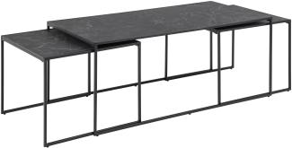 Satztisch >Inverness< (3 teilig) in Schwarz matt - 120x48x60 (BxHxT)