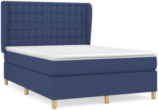 vidaXL Boxspringbett mit Matratze Blau 140x200 cm Stoff 3128851